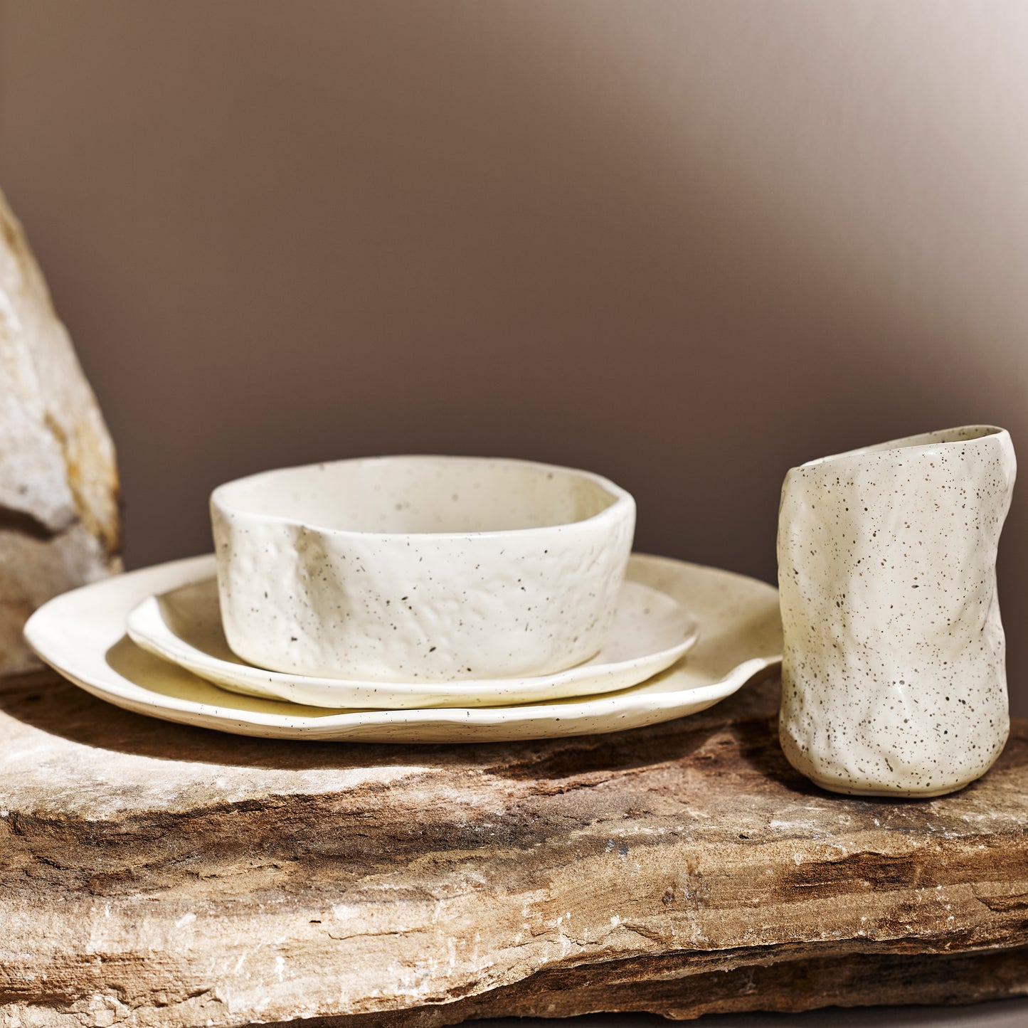 ATIK CREAM SPECKLED DINING SET