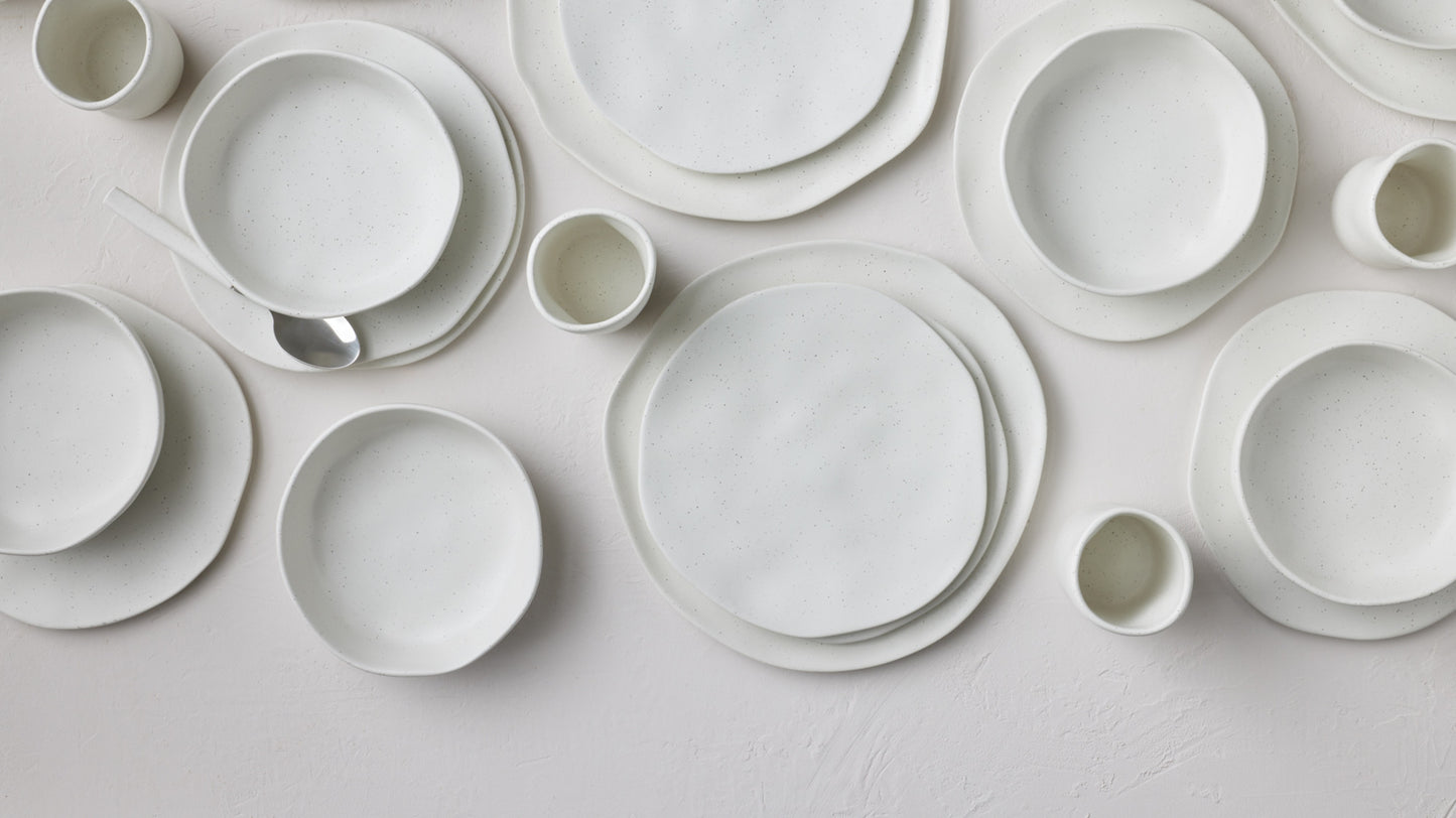 HEKONDA WHITE SPECKLED DINING SET