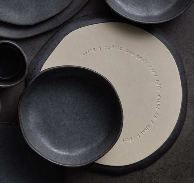 Stone by Mercer Project Katachi Stoneware 16-Piece Dinnerware Set, Grey