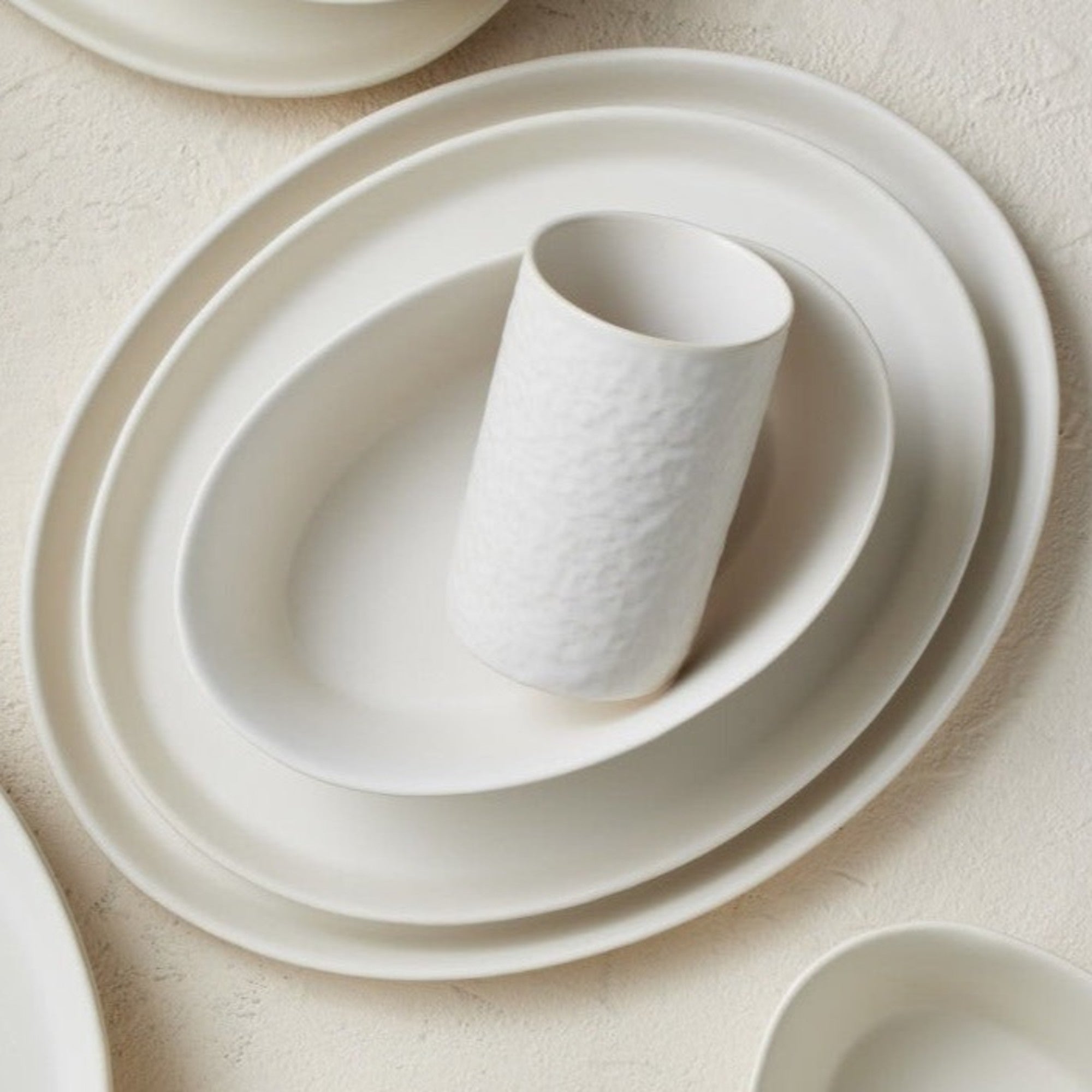 Stone + Lain Katachi Stoneware Ivory Dinnerware Set | 32-Piece