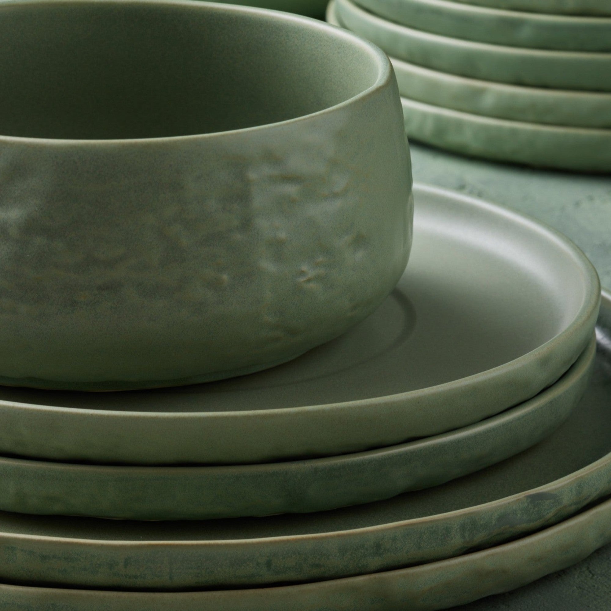 Sage green dinner top set